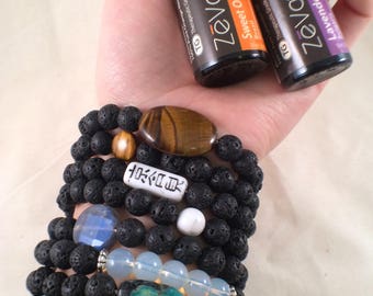 Black lava gemstone oil diffuser bracelets