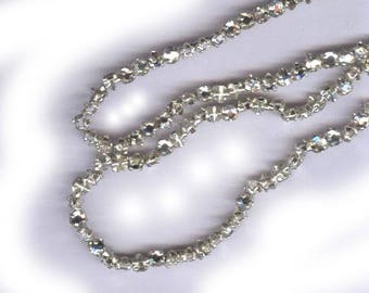 vintage ROSE MONTEES fifty 3mm czech haskell era montees, sew ons, SWAROVSKI crystal clear, prong set faceted crystals
