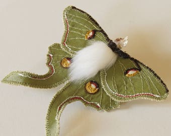 Luna Moth Statement Fiber Brooch Saturniid Butterfly Natural History Gift for Her Nature Lover Gift Creature of the Night Best Selling