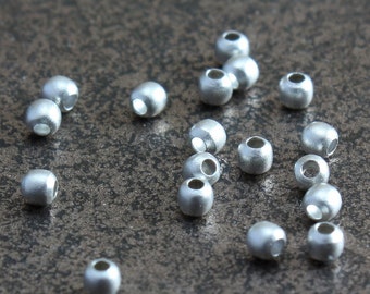 Sterling Silver Spacer Beads Matte 2mm Round - Select Pack Size