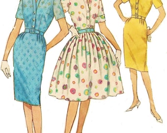 1960s Womens One Piece Dress with Slim or Full Skirt Simplicity Sewing Pattern 4425 Size 14 Bust 34 Wiggle or Rockabilly Dress