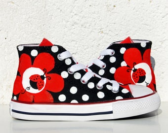LADYBUG, Custom Sneakers, Handpainted Shoes, Sunflower Converse, Custom Converse, Sneakers, Painted Converse, Sunflower sneakers