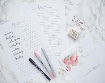 Bullet Journal Modern Calligraphy Brush Lettering Practice Sheets