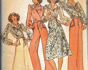 Butterick 4099 Vintage 1970s JANE TISE Designer Wrap Blouse, Skirt And Pants Sewing Pattern UNCUT Size 16 Bust 38