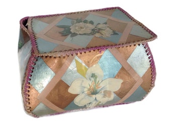 Vintage Sewing Kit Sewing Box Seamstress Handmade Hand Sewn Greeting Card Box Full of Sewing Notions Vintage Buttons Shabby Chic
