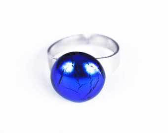 Dark Blue Glass Ring - Handmade