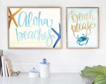 Aloha Beaches starfish watercolor ARCHIVAL ART PRINT