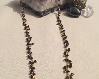 Black Spinel Sparkly Gold Necklace