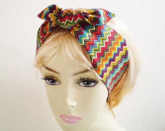Boho Head Scarf, Boho Head Wrap, Colorful Boho Head Scarf, Bohemian Head Scarf