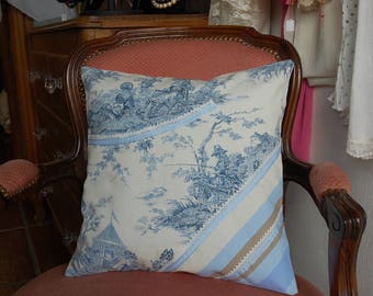 Cushion cover in canvas of Jouy 40/40