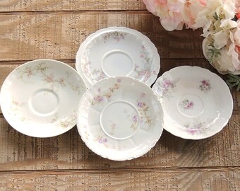 Vintage Limoges Mismatched Saucers Set of 4 Porcelain Plates Instant Wall Decor Tea Party China Replacement China