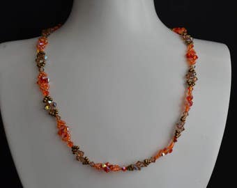 Swarovski crystal necklace fireopal ab and smoked topaz ab.