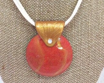 Red Gold Domed Pendant Necklace 17408 OOAK