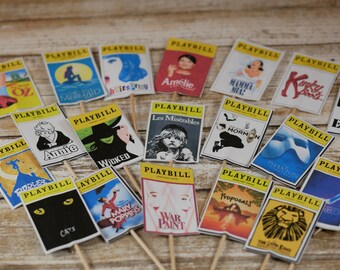 Playbill Cupcake Toppers, Musical theme cupcake toppers, Broadway show cupcake decoration