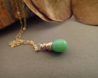 Green turquoise drop necklace