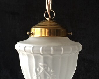 Original vintage frosted glass pendant