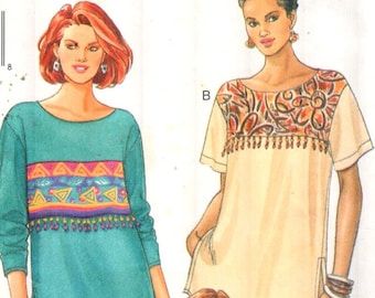 Butterick 4015, Sz 6-10/Bust 30.5-32.5". Ladies Very Loose Fitting Drop Shoulder Tunic Top w/ Short/Long Sleeves, UNCUT FAST & EASY pattern