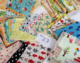Lot 23 Quilting Scraps, Flat Rate Envelope stuffed with cotton designer fabrics. Grab Bag for Patchwork, Small sewing projects