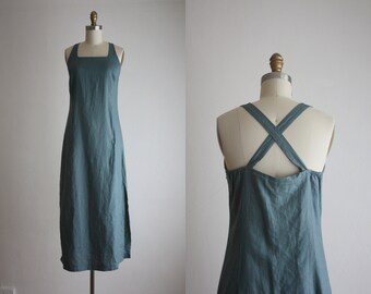 cross-back linen maxi dress