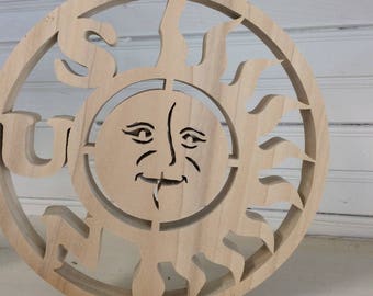 Unfinished Woodcarved Sun