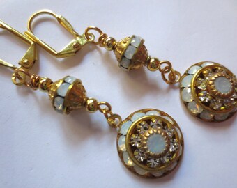 Art Deco earrings opal earrings vintage style wedding earrings crystal Art Nouveau earrings Renaissance dainty bridal earrings