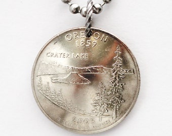 Oregon, Ohio, Oklahoma, Rhode Island, South Dakota,South Carolina Quarter Necklace Domed Coin Pendant Hendywood CPQE21