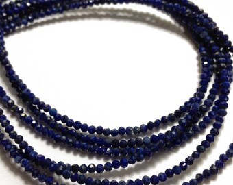 Lapis lazuli 2mm micro-faceted rondelles. Select a strand length.