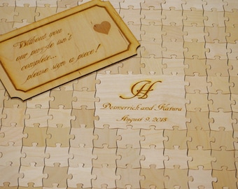 39 Pieces Custom Wedding puzzle - Wedding Guest Book Puzzle -Guest Book Alternative (P3D39)