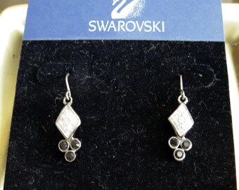 Vintage Swarovski earrings-clear and black crystals