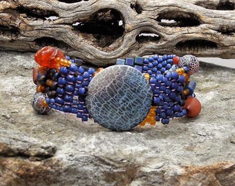 Jewelry - Free Form Peyote Stitch Beaded Bracelet - Bead Weaving - BOHO