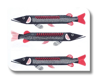 Marimekko paper napkin for decoupage, mixed media, collage, scrapbooking x 1. Marimekko Fish. No 1253