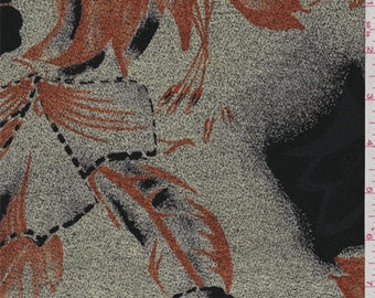 Golden Olive/Black Floral Chenille Jacquard, Fabric By The Yard