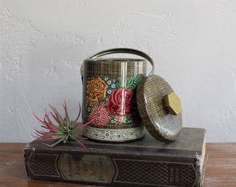 English Tea Tin, Boho Tin, Floral Tea Tin, Candy Tin, Container Tin, Bathroom Decor, Shabby Chic Decor, Murray Allen Tin, Collectible Tin