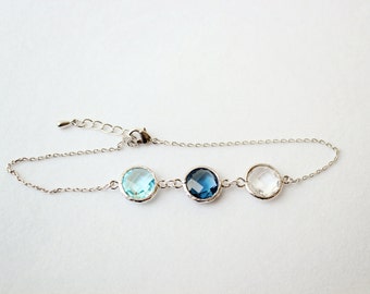 Blue Glass Bracelet Crystal Bracelet For New Mom Gift Adjustable Bracelet Sparkly Bracelet Jewelry Mother Gift New Mom Blue Round Bracelet