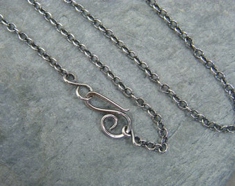Sterling silver chain ~ Silver necklace ~ Antique silver trace chain ~ Jewellery making supplies ~ Handmade clasp ~ Fine silver chain ~