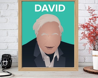 DAVID ATTENBOROUGH Print - Minimalist Poster Drawing Art