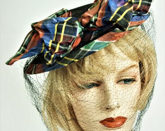 30s Tilt Hat / Antique Straw and Satin Hat BEAUTIFUL / 1933 Straw Fashion Tilt Hat / Steampunk Hat / Antique Museum Quality Straw Mini Hat