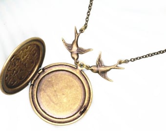 2 pcs of brass chain with locket antique bronze color