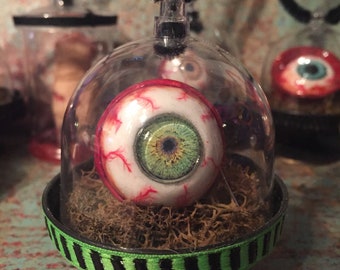 Human Eye Halloween Ornament Creepy Scary Bloody OOAK Handcrafted