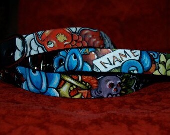 Tattoo Leather double cuff Companion Cuff Mrine Corps theme