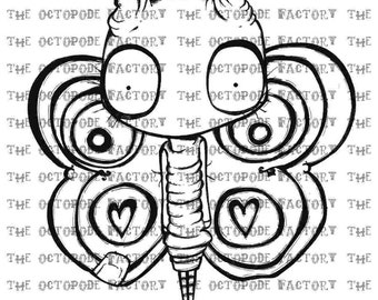 INSTANT DOWNLOAD Flutterby Butterfly Digital Stamp Image