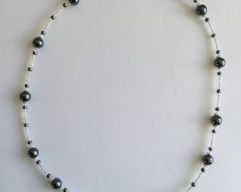 Dark grey beaded necklace