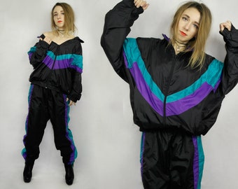 Vintage Windbreaker jacket pants / Etirel windbreaker Track Suit /Vintage 2 Piece Jacket Pants Set / Etirel color block windbreaker /