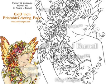 Autumn Fairy Printable Digital Coloring book Sheets Norma J Burnell Fairies Coloring Book Pages Coloring for Grownups Adult Coloring sheet