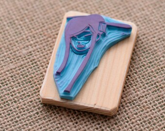 geisha hand carved rubber stamp