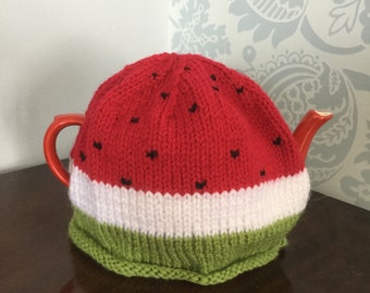 Watermelon knitted tea cosy