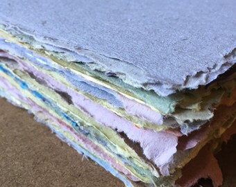 10 assorted sheets of handmade paper, recycled paper, eco friendly paper, natural paper, textured paper, decorative paper, collage supply