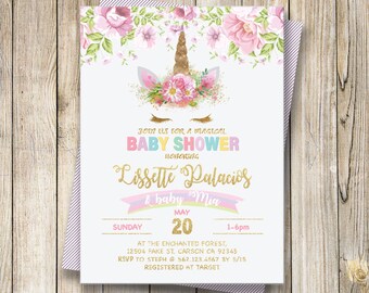 Unicorn Baby Shower Invitation