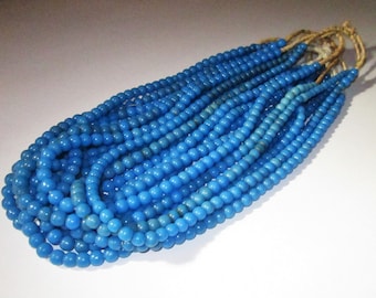 Vintage Blue Kakamba Prosser Glass African Trade Beads West Africa Early 20th. C. - Very Desirable for Jewelry Makers!