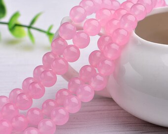 One Strand Pink/ Yellow/ Blue/ Red/ Green/ White Chalcedony Stone Round 4 6 8 10 12 14mm Beads Supplies Wholesale - DY001819